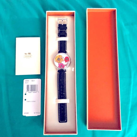 Authentic NWT In Box Coach Poppy Black Watch-Style V888 - Picture 2 of 6